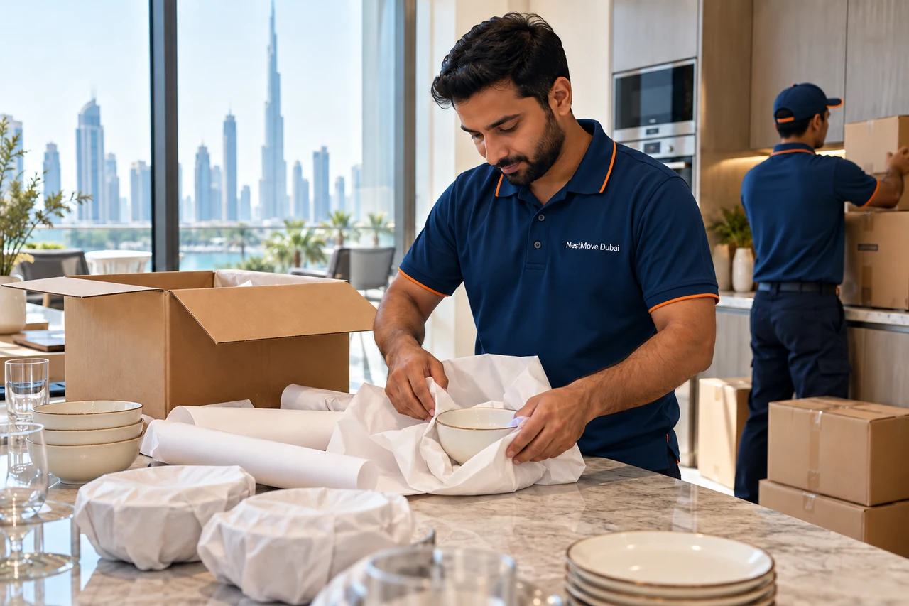 Packing & unpacking service scene in Dubai